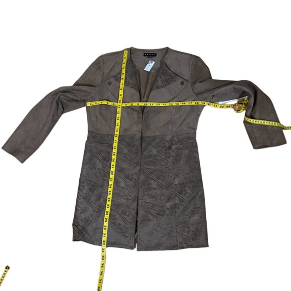 NWT Vintage Tribal Faux Suede and Leather Fully Lined Coat in Butterscotch, Sz 8 - Picture 3 of 14